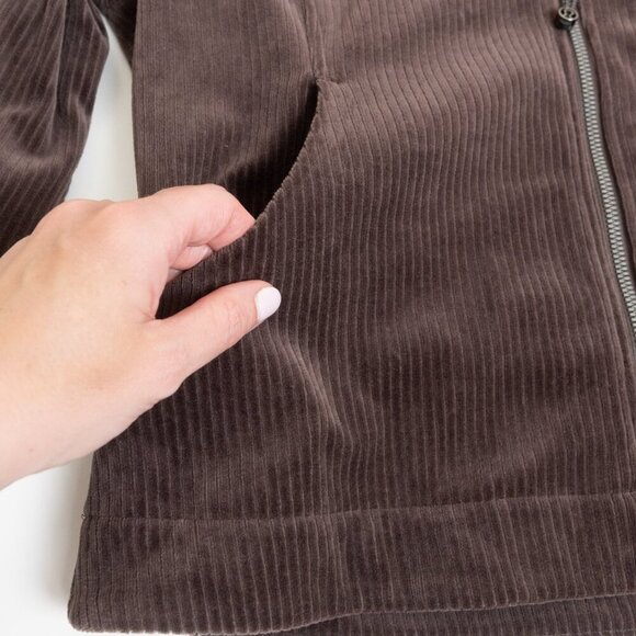 Lululemon Scuba Track Jacket Velvet Cord Espresso Brown W3HN5S Size 12 - Picture 8 of 16